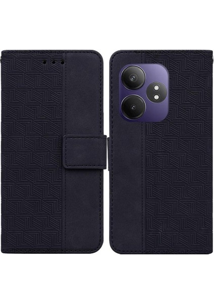 Realme Gt 6t Kickstand Özelliği Premium Pu Deri Geometrik Için Flip Case (Yurt Dışından)