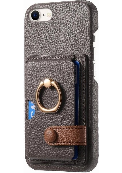 IPhone 7/8 Için Kılıf Halka Standı Kart Yuvaları Premium Dokulu Deri (Yurt Dışından)