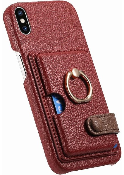 IPhone X/xs Kart Yuvaları Halka Standı Premium Dokulu Deri (Yurt Dışından)