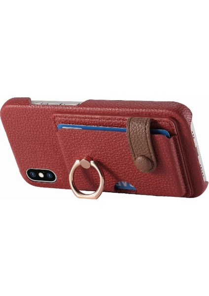IPhone X/xs Kart Yuvaları Halka Standı Premium Dokulu Deri (Yurt Dışından)