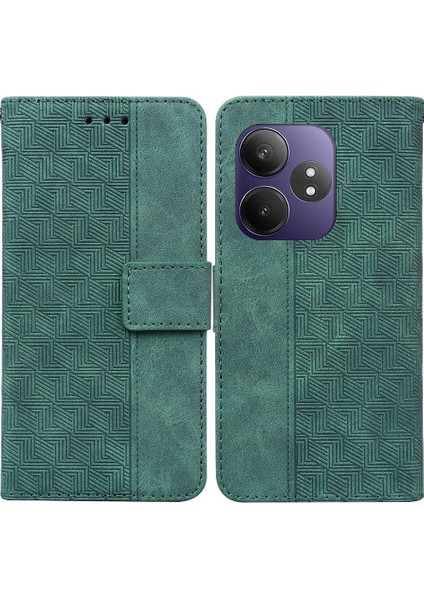 Realme Gt 6 Cüzdan Kapak Için Flip Case Kickstand Özelliği Geometrik Flip Pu (Yurt Dışından)