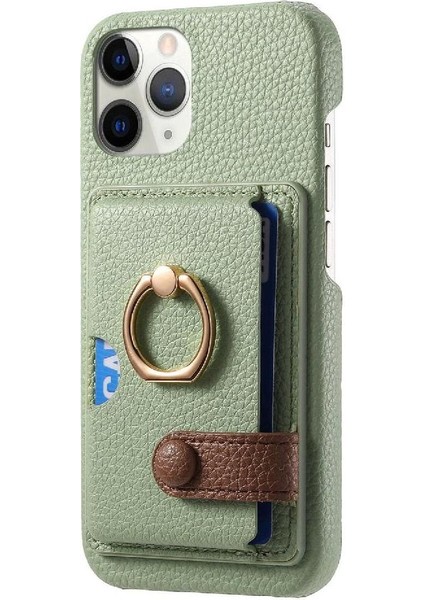 IPhone 11 Için Kılıf Pro Max Kart Yuvaları Premium Dokulu Deri Halka Standı (Yurt Dışından)