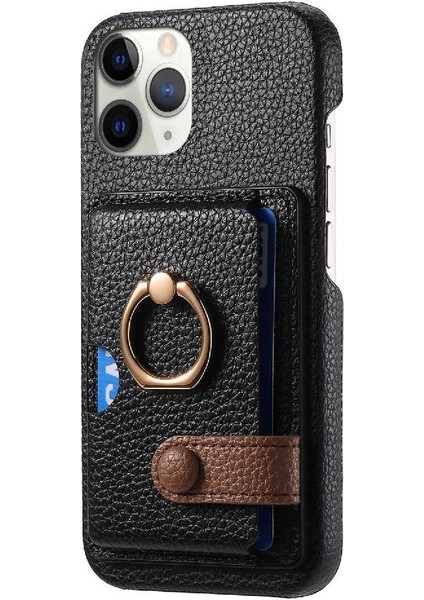 IPhone 11 Için Kılıf Pro Premium Dokulu Deri Kart Yuvaları Halka Standı (Yurt Dışından) modelleri