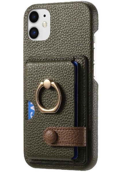 IPhone 11 Premium Dokulu Deri Halka Standı Kart Yuvaları Için Kılıf (Yurt Dışından) fiyatları