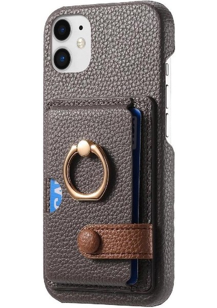 IPhone 12 Premium Dokulu Deri Halka Standı Kart Yuvaları Için Kılıf (Yurt Dışından) modelleri