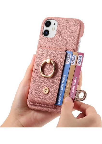 IPhone 12 Premium Dokulu Deri Halka Standı Kart Yuvaları Için Kılıf (Yurt Dışından) fırsatları