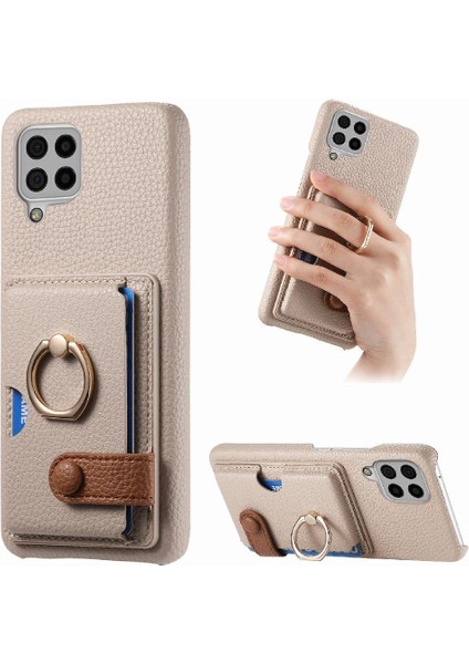 Samsung Galaxy A22 4g Kart Yuvaları Premium Dokulu Deri Yüzük (Yurt Dışından)