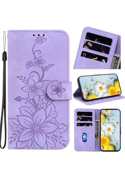 Oneplus Ace 3 Pro Için Flip Case Cüzdan Manyetik Kabartmalı Zambak Kickstand (Yurt Dışından)