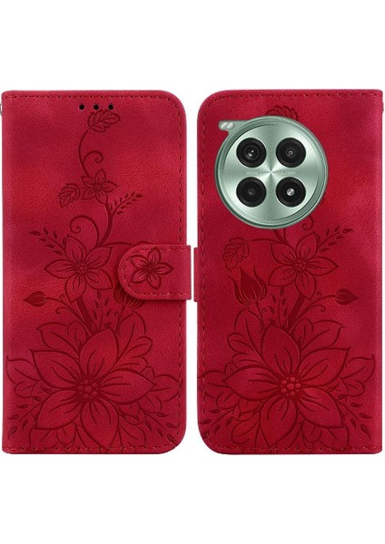 Oneplus Ace 3 Pro Için Flip Case Cüzdan Manyetik Kabartmalı Zambak Kickstand (Yurt Dışından)