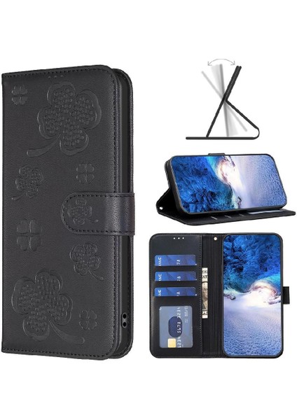 Huawei Mate 60 Pro Yonca Çiçek Kart Yuvaları Tutucu Kickstand Için Flip Case (Yurt Dışından)