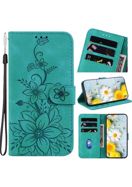 Realme Gt 6t Için Flip Case Kart Tutucu Cüzdan Manyetik Kickstand Kabartmalı (Yurt Dışından)