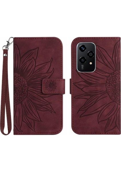Onur Için Kılıf 200 Lite Kısa Kayış Flip Cüzdan Telefon Kılıfı Kabartmalı Lüks (Yurt Dışından)