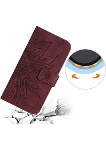 Onur Için Kılıf 200 Lite Kısa Kayış Flip Cüzdan Telefon Kılıfı Kabartmalı Lüks (Yurt Dışından)