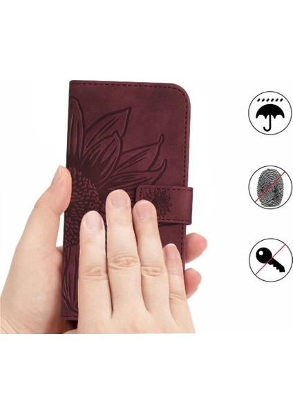 Onur Için Kılıf 200 Lite Kısa Kayış Flip Cüzdan Telefon Kılıfı Kabartmalı Lüks (Yurt Dışından)