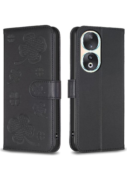 Onur Için Flip Case 90 5g Pu Deri Yonca Çiçek Kart Yuvaları Tutucu (Yurt Dışından)