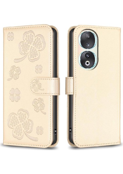 Onur Için Flip Case 90 5g Pu Deri Yonca Çiçek Kart Yuvaları Tutucu (Yurt Dışından)