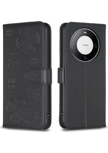 Huawei Mate 60 Pro Için Flip Case Artı Çok Renkli Yonca Çiçek Cüzdan Pu (Yurt Dışından)
