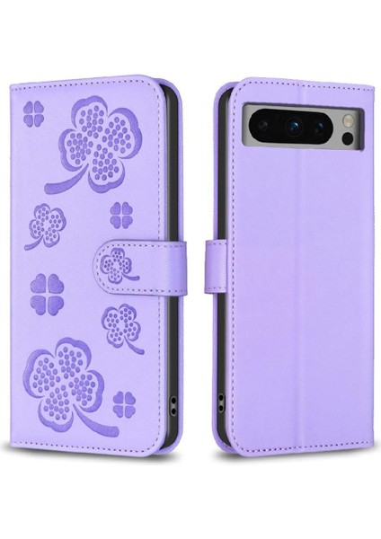 Google Piksel 8 Pro Çok Renkli Pu Deri Cüzdan Yonca Kartı Için Flip Case (Yurt Dışından)