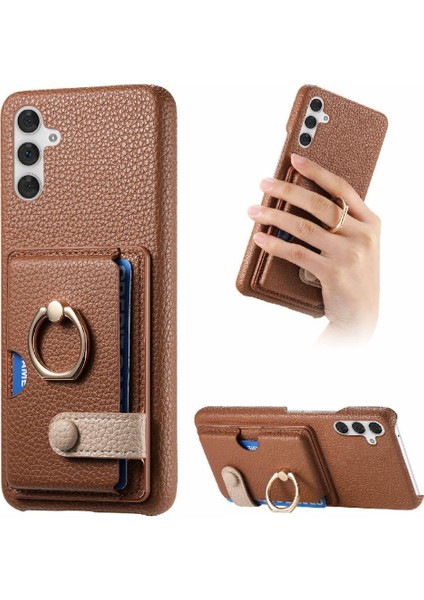 Samsung Galaxy A54 5g Premium Dokulu Deri Kart Yuvaları Halka (Yurt Dışından)