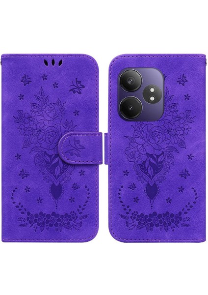 Realme Gt Neo6 Cüzdan Durumda Kabartma Gül Çiçekler Kickstand Flip Pu (Yurt Dışından)