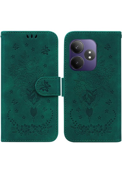 Realme Gt 6t Kabartma Gül Çiçekler Cüzdan Kılıf Için Kılıf Kart Yuvaları Flip Pu (Yurt Dışından)