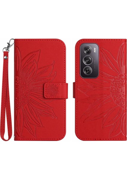 Oppo RENO12 5g Kabartmalı Ayçiçeği Flip Cüzdan Telefon Kılıfı Için Pu (Yurt Dışından)