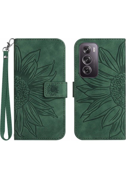 Oppo RENO12 5g Kabartmalı Ayçiçeği Flip Cüzdan Telefon Kılıfı Için Pu (Yurt Dışından)
