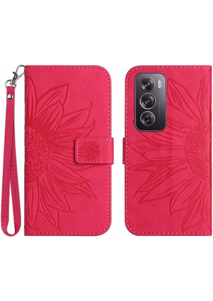 Oppo RENO12 5g Kabartmalı Ayçiçeği Flip Cüzdan Telefon Kılıfı Için Pu (Yurt Dışından)