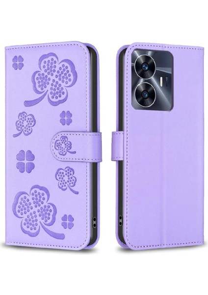 Realme C35 Cüzdan Yonca Çiçek Kart Yuvaları Tutucu Kickstand Için Flip Case (Yurt Dışından) indirimleri
