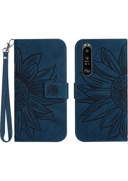 Sony Xperia 1 Vı Kabartmalı Ayçiçeği Lüks Pu Deri Kart ile (Yurt Dışından)