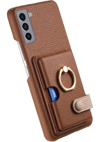 Samsung Galaxy S21 Artı Halka Standı Premium Dokulu Deri Kart (Yurt Dışından) indirimleri