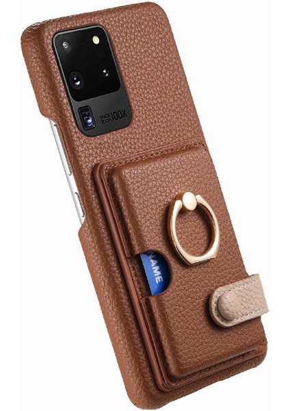 Samsung Galaxy S20 Ultra Halka Standı Premium Dokulu Deri Kart (Yurt Dışından) indirimleri