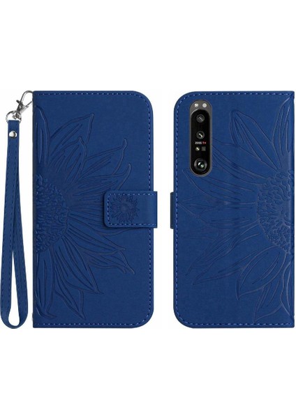 Sony Xperia 1 Vı Kabartmalı Ayçiçeği Lüks Pu Deri Kart ile (Yurt Dışından)