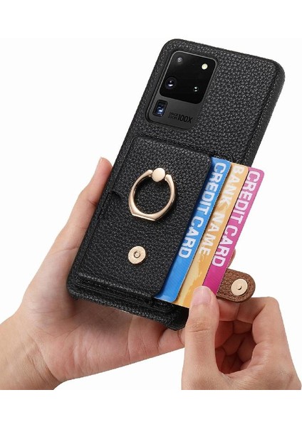 Samsung Galaxy S20 Ultra Halka Standı Premium Dokulu Deri Kart (Yurt Dışından) fiyatları