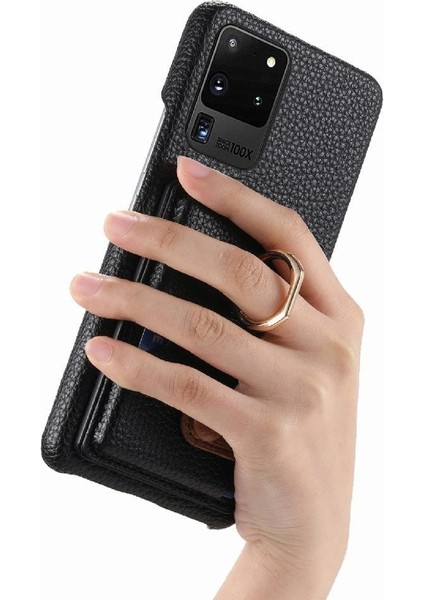 Samsung Galaxy S20 Ultra Halka Standı Premium Dokulu Deri Kart (Yurt Dışından) fırsatları