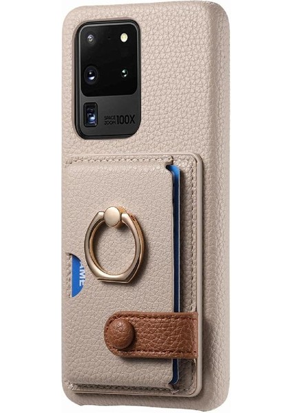 Samsung Galaxy S20 Ultra Halka Standı Premium Dokulu Deri Kart (Yurt Dışından) fırsatları