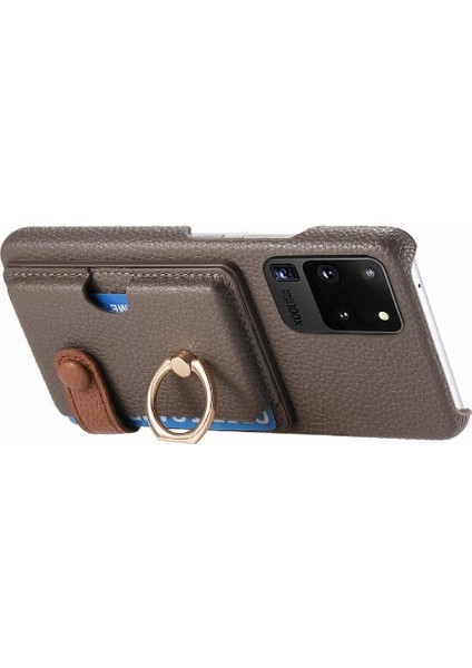 Samsung Galaxy S20 Ultra Halka Standı Premium Dokulu Deri Kart (Yurt Dışından) modelleri
