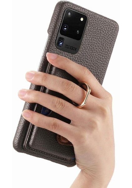 Samsung Galaxy S20 Ultra Halka Standı Premium Dokulu Deri Kart (Yurt Dışından) fırsatları