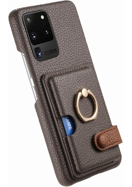 Samsung Galaxy S20 Ultra Halka Standı Premium Dokulu Deri Kart (Yurt Dışından) indirimleri