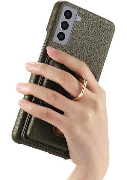 Samsung Galaxy S21 Artı Halka Standı Premium Dokulu Deri Kart (Yurt Dışından) fırsatları