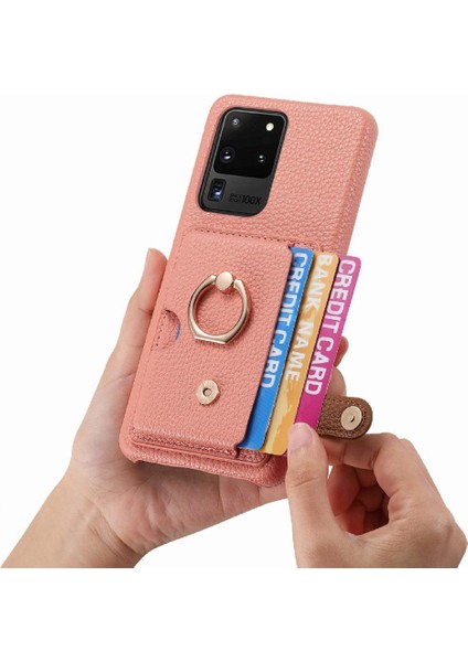 Samsung Galaxy S20 Ultra Halka Standı Premium Dokulu Deri Kart (Yurt Dışından) modelleri