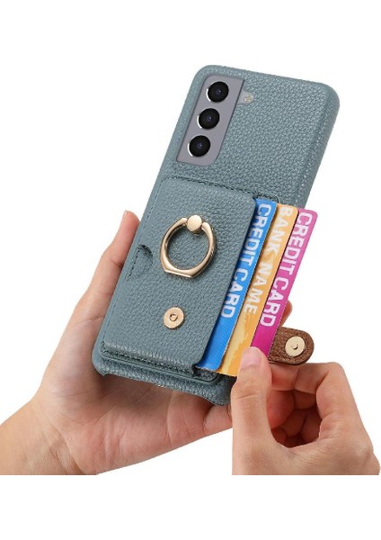 Samsung Galaxy S21 Artı Halka Standı Premium Dokulu Deri Kart (Yurt Dışından) fiyatları