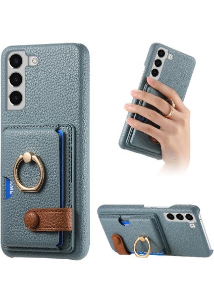 Samsung Galaxy S22 Artı Kart Yuvaları Premium Dokulu Deri Yüzük (Yurt Dışından)