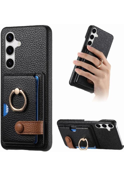 Samsung Galaxy S24 Artı Halka Standı Kart Yuvaları Premium Dokulu (Yurt Dışından)