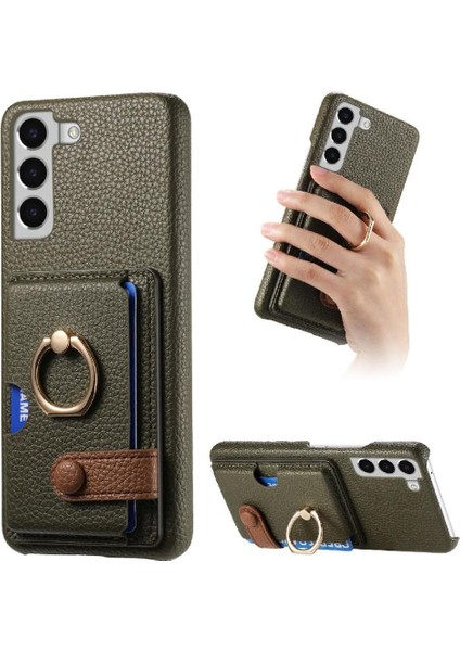 Samsung Galaxy S22 Artı Kart Yuvaları Premium Dokulu Deri Yüzük (Yurt Dışından)