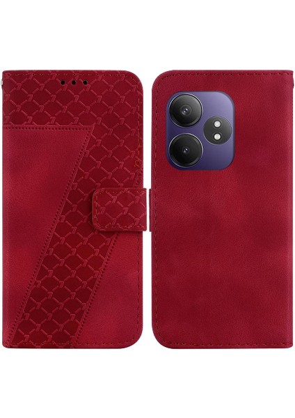 Realme Gt 6t Flip Folio Kapak Için Telefon Kılıfı Pu Deri Kart Yuvası Fonksiyonu (Yurt Dışından)