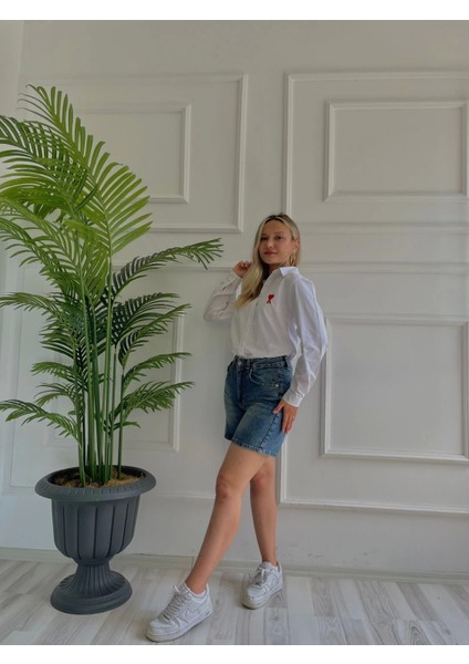 Kadın Nakışlı Gömlek Beyaz modelleri