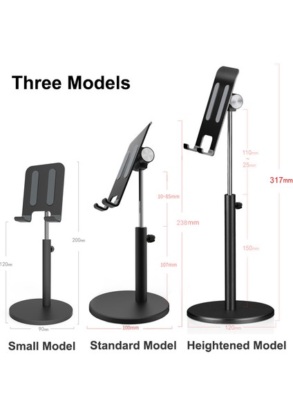 Standart Gümüş Stili Alüminyum Alaşımlı Masa Üstü Tablet Telefon Standı Ayarlanabilir Tablet Mobil Telefon Destek Masa Montajı iPad Air Pro Standı (Yurt Dışından)