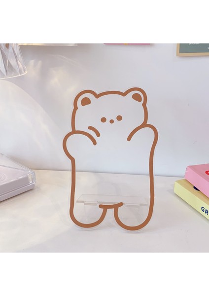 Boz Ayı Stili Sevimli Taşınabilir Tutucu Destek Çizgi Film Tembel Braketi Için Kawaii Akrilik Telefon Standı Tutucu Mobil Ipad Masaüstü Okuma Rafı. (Yurt Dışından)