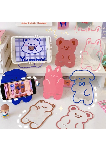 Boz Ayı Stili Sevimli Taşınabilir Tutucu Destek Çizgi Film Tembel Braketi Için Kawaii Akrilik Telefon Standı Tutucu Mobil Ipad Masaüstü Okuma Rafı. (Yurt Dışından) fiyatları